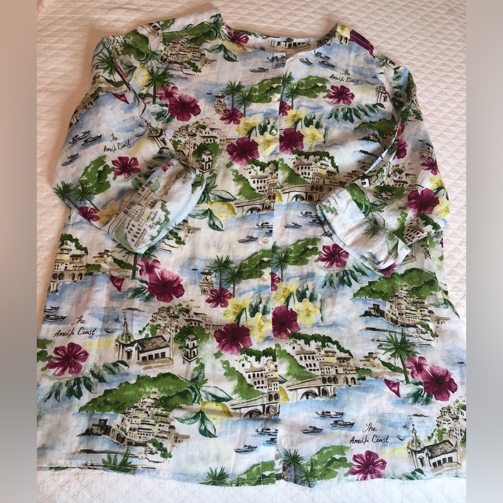 Cynthia Rowley women’s 100% linen button front floral print blouse size… - Picture 6 of 8